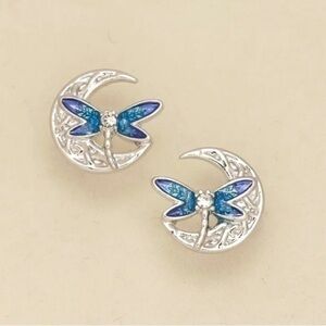 Dragonfly Moon Stud Earrings